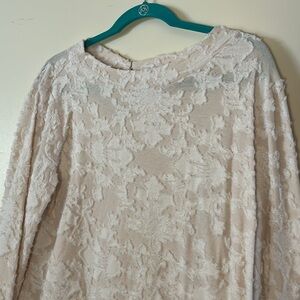 NWT LOFT ivory jacquard long sleeve shirt